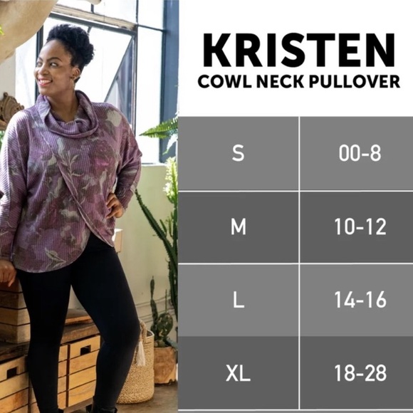 NWOT Lularoe Kristen top size XL oversized fit gray stripe waffle weave - Picture 2 of 9